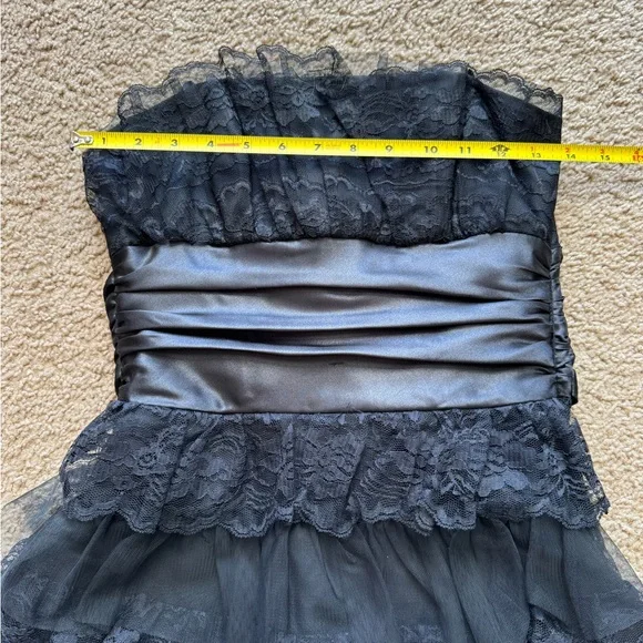 Masquerade Black Lace Strapless Gown - Picture 9 of 16